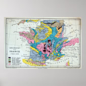Farbige Vintage geografische Karte Frankreichs, 18 Poster (Vorne)