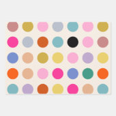 Farbige Vintage geometrische Punkte Geschenkpapier Set (Vorderseite)