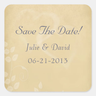 Farbige Vintage Herzen Save the Date Quadratischer Aufkleber