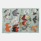 Farbige Vintage Hühnerzucht  Geschirrtuch (Horizontal)