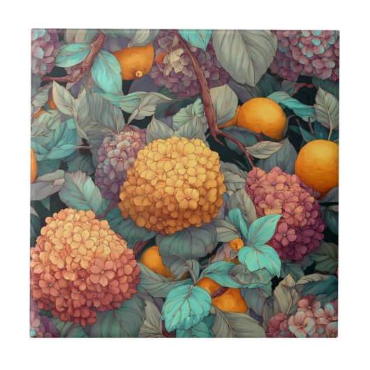 Farbige Vintage Hydrangeas-Tile für langlebigen Fu Fliese (Vorderseite)