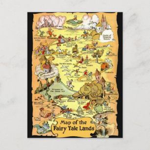 Farbige Vintage-Karte der Märchenländer Postkarte