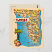 Farbige Vintage Karte Florida (Vorne/Hinten)