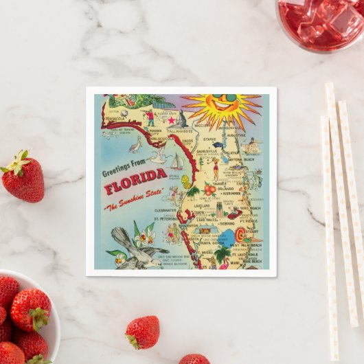 Farbige Vintage Karte Florida Serviette (Beispiel)