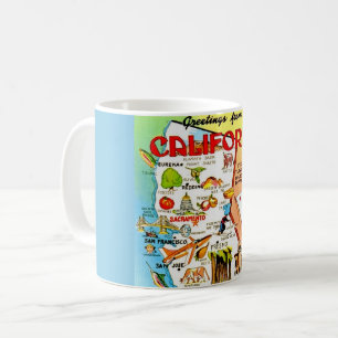Farbige Vintage-Karte von Kalifornien Kaffeetasse