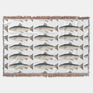 Farbige Vintage-Lachs-Illustration Decke