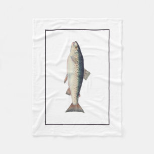 Farbige Vintage-Lachs-Illustration Fleecedecke