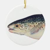 Farbige Vintage Lachsillustrierung Keramikornament (Vorne)