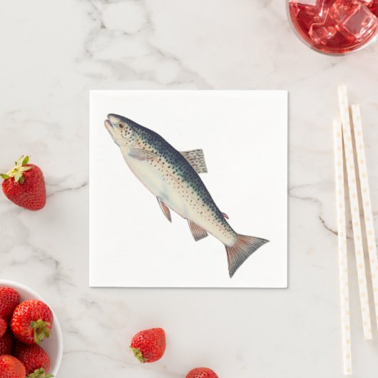 Farbige Vintage Lachsillustrierung Serviette (Beispiel)