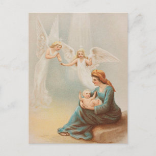 Farbige Vintage-Maria-mit-Jesus-Karte Postkarte