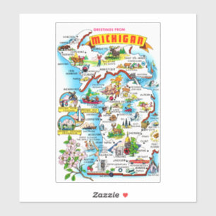 Farbige Vintage-Michigan-Karte Aufkleber