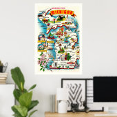 Farbige Vintage Michigan Map Poster drucken (Heimbüro)