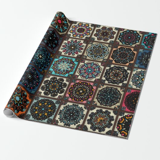 Farbige Vintage nahtlose Muster mit blumigen und  Geschenkpapier (Ungerollt)