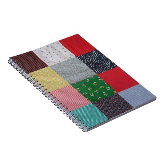 farbige Vintage Patchwork-Stoffquadrate Notizblock (Rechte Seite)