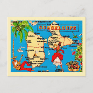 Farbige Vintage-Postkarte aus Guadeloupe Postkarte