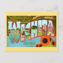 Farbige Vintage-Postkarte Wichita Kansas