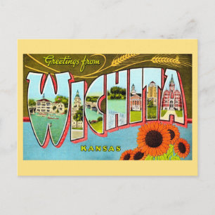 Farbige Vintage-Postkarte Wichita Kansas Postkarte