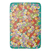Farbige Vintage Primrosen Blumenfedermuster Badematte (Vorderseite Vertikal)