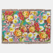 Farbige Vintage Primrosen Blumenfedermuster Decke (Vorderseite)