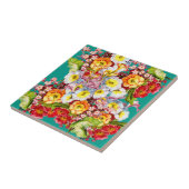 Farbige Vintage Primrosen Blumenfedermuster Fliese (Seite)