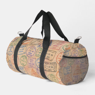 Farbige Vintage-Reisepass-Stempel, bunte Reise-Eph Duffle Bag