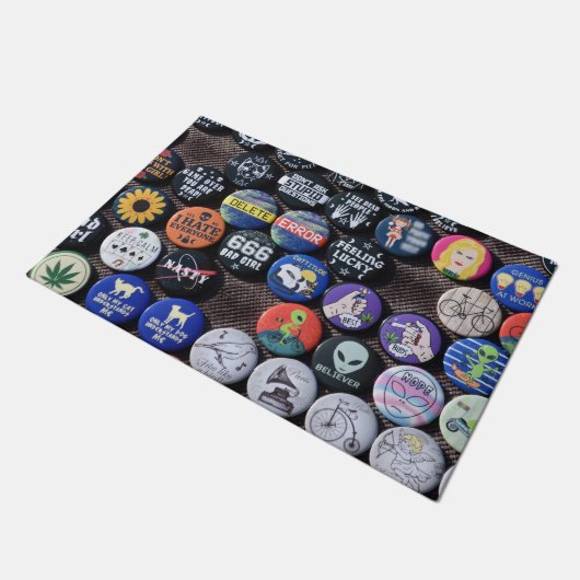 Farbige Vintage Retro-Abzeichen-Sammlung Fußmatte (Schrägansicht)