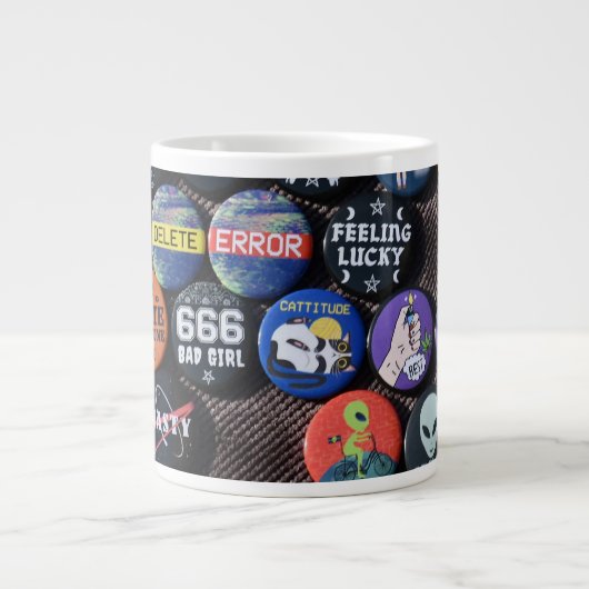 Farbige Vintage Retro-Abzeichen-Sammlung Jumbo-Tasse (Vorderseite)
