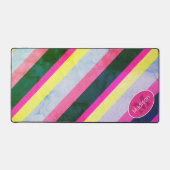 Farbige Vintage Retro-geometrische Linien Monogram Schreibtischunterlage (Vorderseite)