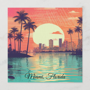 Farbige Vintage Retro Miami Florida Reise Einladung