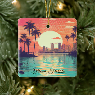 Farbige Vintage-Retro-Miami-Florida-Reise Keramikornament