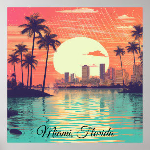Farbige Vintage Retro Miami Florida Reise Poster