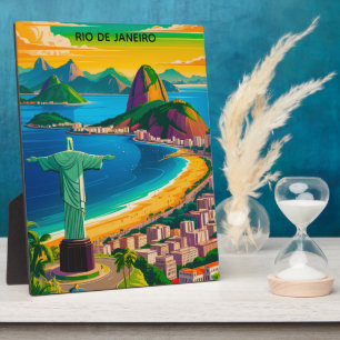 Farbige Vintage Rio de Janeiro Cristo Redentor Fotoplatte
