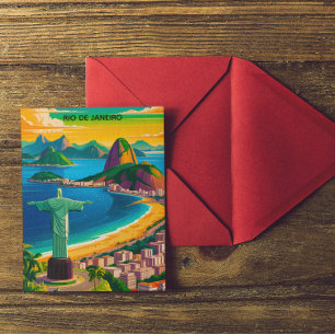 Farbige Vintage Rio de Janeiro Cristo Redentor Postkarte