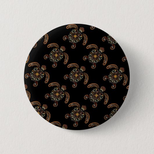 Farbige Vintage Schildkrötenkonstruktion Button (Vorderseite)