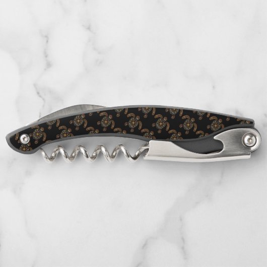 Farbige Vintage Schildkrötenkonstruktion Kellnermesser (Rückseite)