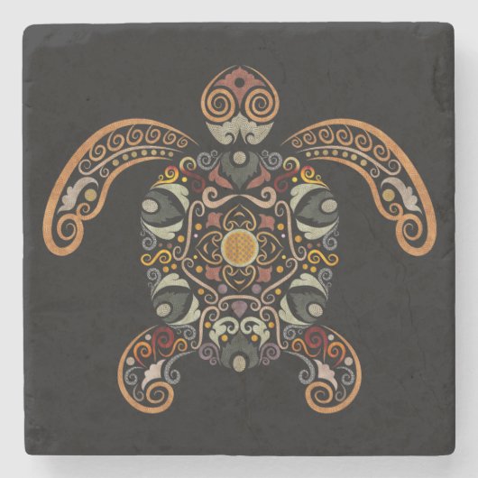 Farbige Vintage Schildkrötenkonstruktion Steinuntersetzer (Vorderseite)