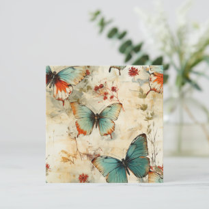 Farbige Vintage Schmetterlinge und Blume (3)