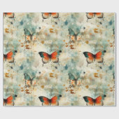 Farbige Vintage Schmetterlinge und Blume (4) Geschenkpapier (Flach)