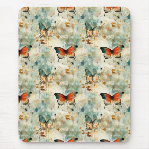 Farbige Vintage Schmetterlinge und Blume (4) Mousepad