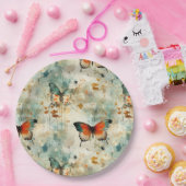 Farbige Vintage Schmetterlinge und Blume (4) Pappteller (Party)