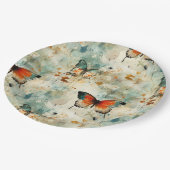 Farbige Vintage Schmetterlinge und Blume (4) Pappteller (Schrägansicht)