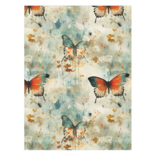 Farbige Vintage Schmetterlinge und Blume (4) Tischdecke