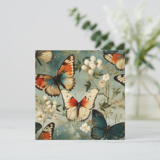 Farbige Vintage Schmetterlinge und Blume (5) (Stehend Vorderseite)