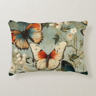 Farbige Vintage Schmetterlinge und Blume (5) Dekokissen