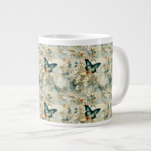 Farbige Vintage Schmetterlinge und Blume (6) Jumbo-Tasse