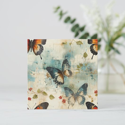 Farbige Vintage Schmetterlinge und Blume (7) (Stehend Vorderseite)