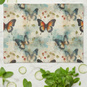 Farbige Vintage Schmetterlinge und Blume (7) Geschirrtuch (Gefaltet)