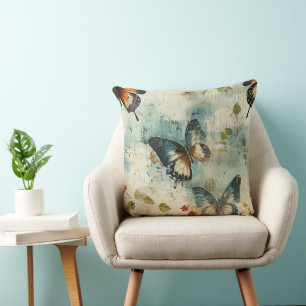 Farbige Vintage Schmetterlinge und Blume (7) Kissen