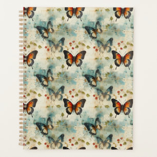 Farbige Vintage Schmetterlinge und Blume (7) Planer