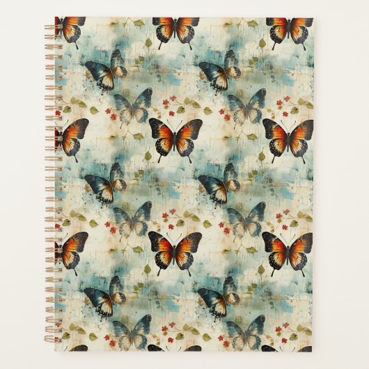 Farbige Vintage Schmetterlinge und Blume (7) Planer (Vorderseite)